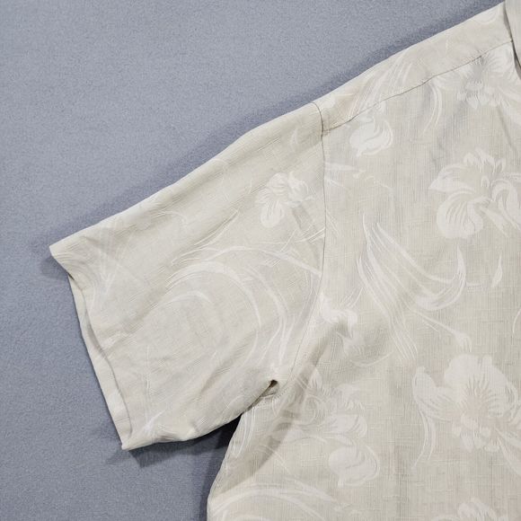 Tommy Bahama Shirt Mens XL Beige 100% Silk Short Sleeve - Picture 6 of 16